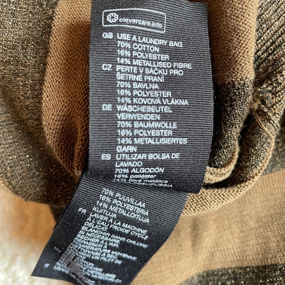 & Other Stories Crop Sweater Striped Black & Brown Shimmer Size Medium - Picture 4 of 4